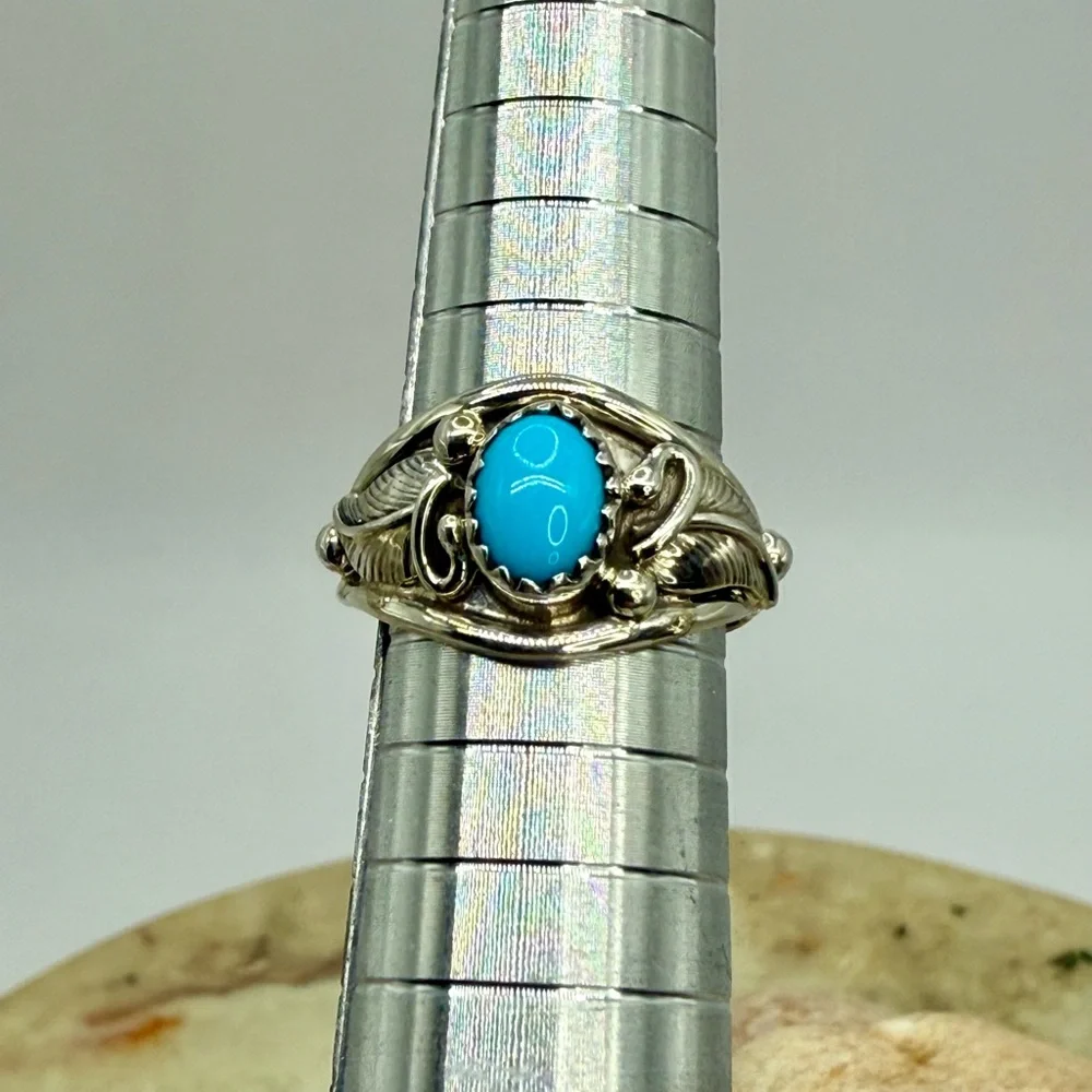 Navajo Sterling Silver Sleeping Beauty Turquoise Ring Mark Barney NWT Sz 6 –3.0g